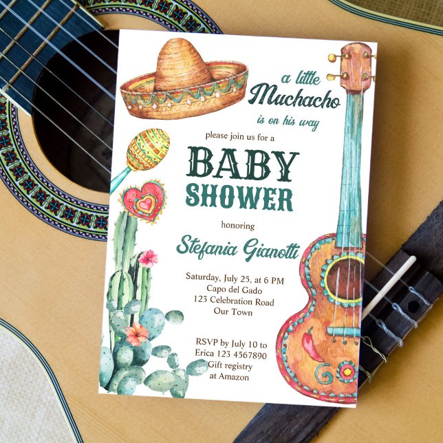 Mexican fiesta little muchacho baby shower invitation (Creator Uploaded)