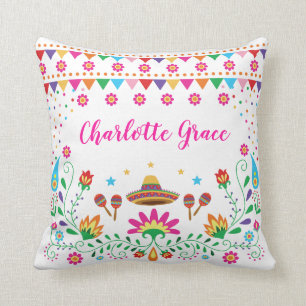 Mexican Fiesta / Mexican Floral Senorita Nursery Throw Pillow