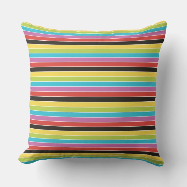 Mexican Fiesta Multi Colour Stripe Outdoor Pillow (Front)