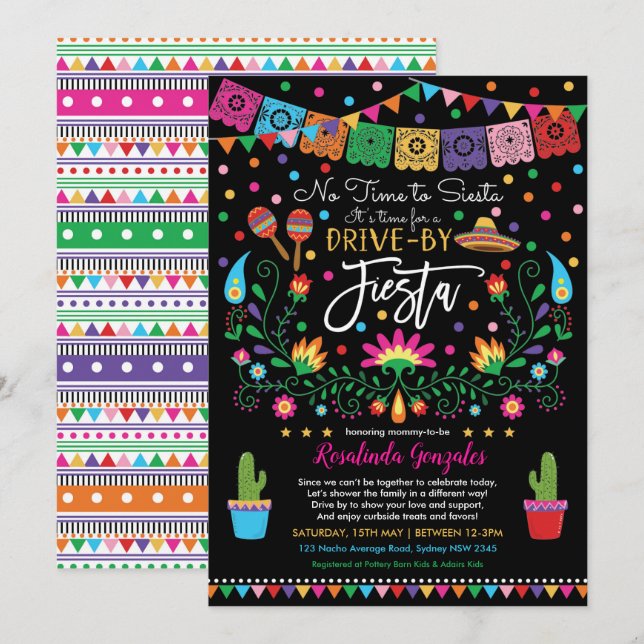 Mexican Fiesta Nacho Average Drive By Baby Shower Invitation (Front/Back)