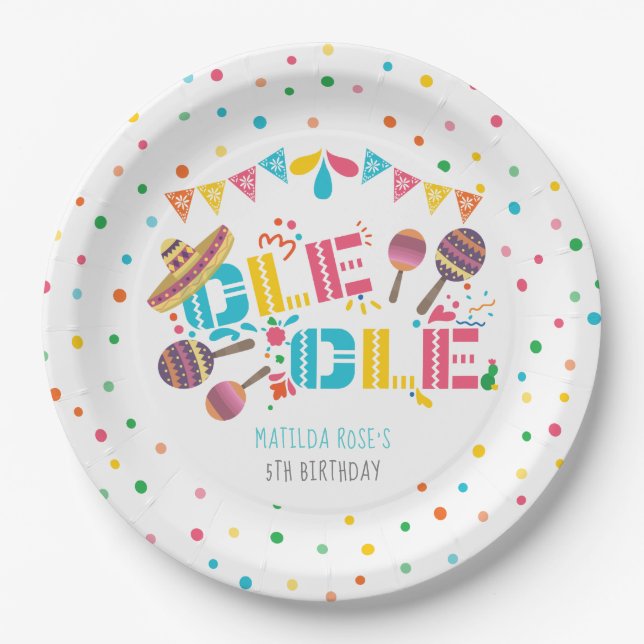 Mexican Fiesta Ole Ole Personalized Paper Plate (Front)