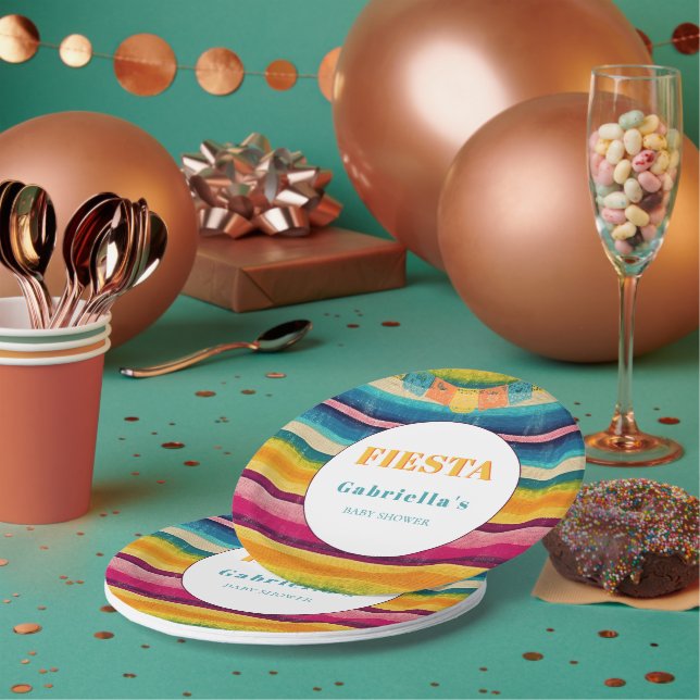 Mexican Fiesta Papel Picado Baby Shower  Paper Plate (Multi)