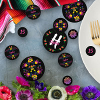 Mexican Fiesta Party Black Floral Personalized