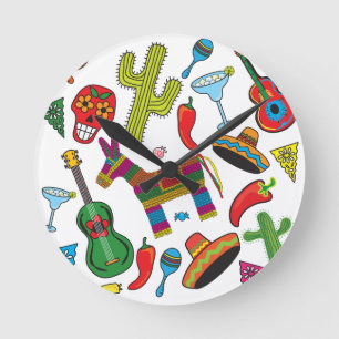 Mexican Fiesta Party Images Round Clock