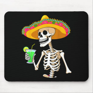 Mexican fiesta party skeleton sombrero cinco de mouse pad