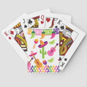 Mexican Fiesta Party Sombrero Saguaro Lime Peppers Playing Cards