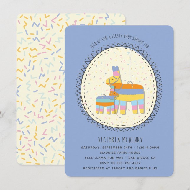 Mexican Fiesta Piñata and Baby Shower Invitation (Front/Back)