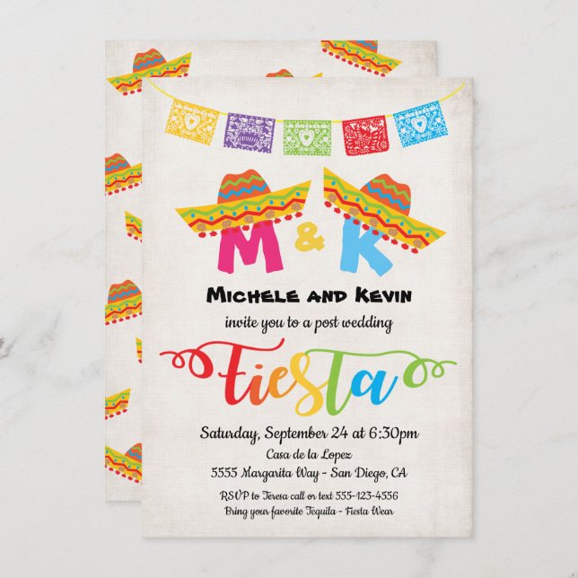 Mexican Fiesta Post Wedding Fiesta Invitation (Front/Back)