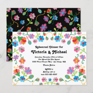 Mexican Fiesta Rehearsal Dinner with embroidery Invitation