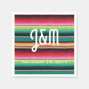 Mexican Fiesta rug with initails Wedding napkins