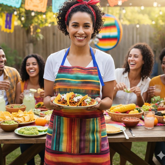 Mexican Fiesta Serape Blanket Watercolor  Apron (Creator Uploaded)