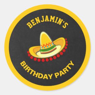 Mexican Fiesta Sombrero Birthday Party Favour Classic Round Sticker