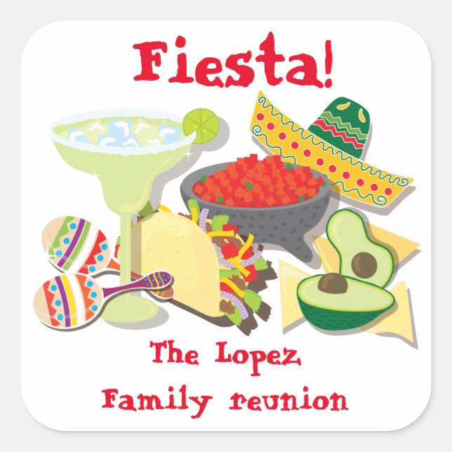 Mexican Fiesta sticker labels (Front)