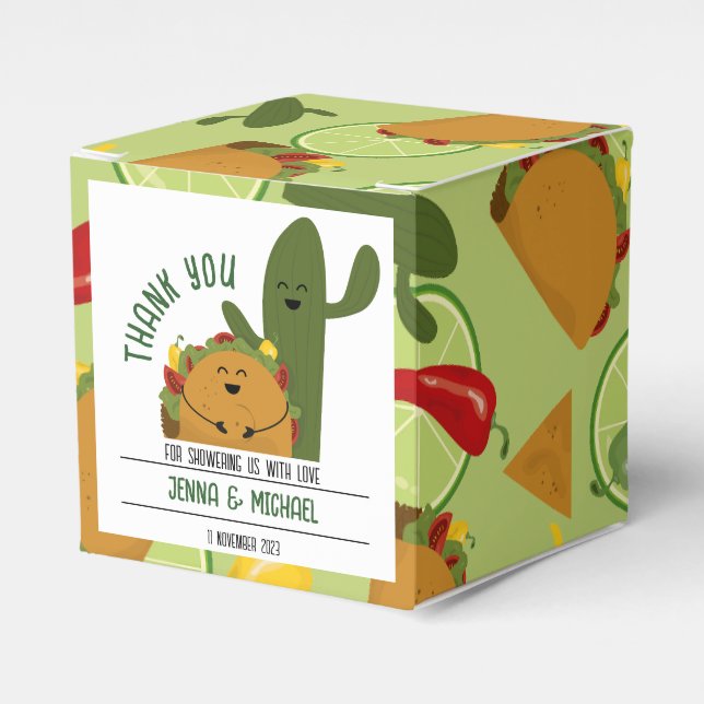 Mexican fiesta taco couples baby shower favor box (Front Side)