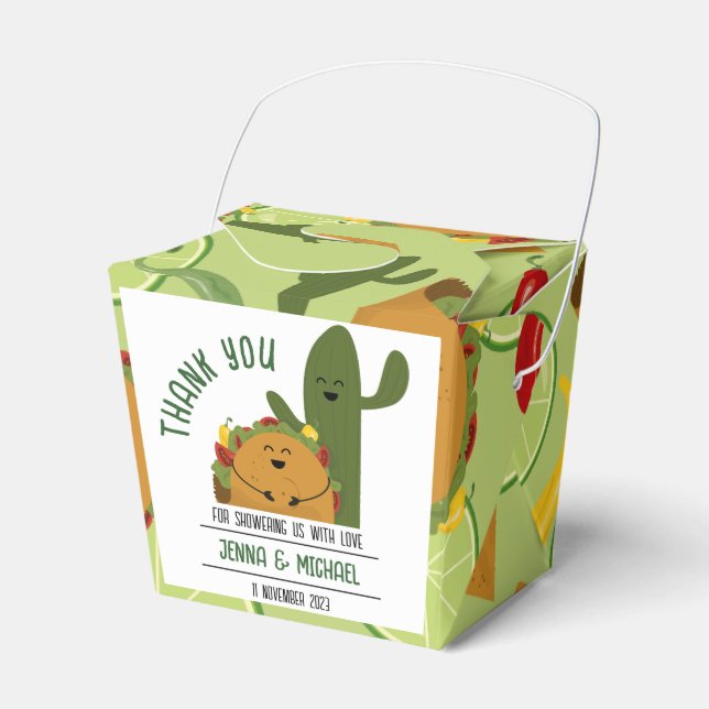 Mexican fiesta taco couples baby shower favor box (Front Side)