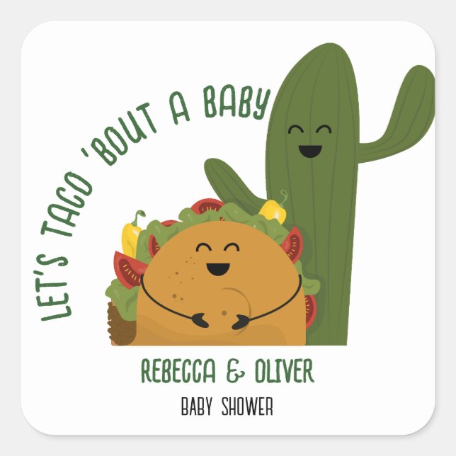 Mexican fiesta taco couples baby shower square sticker (Front)