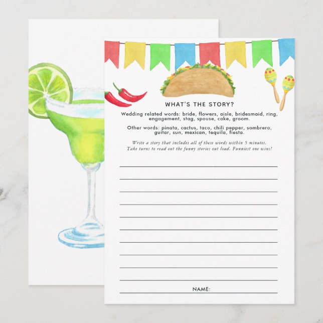 Mexican Fiesta Taco Game Invitation (Front/Back)