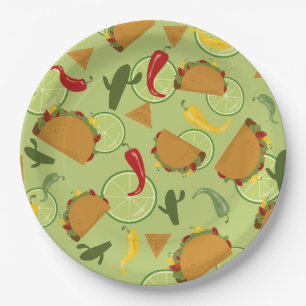 Mexican fiesta taco paper plate