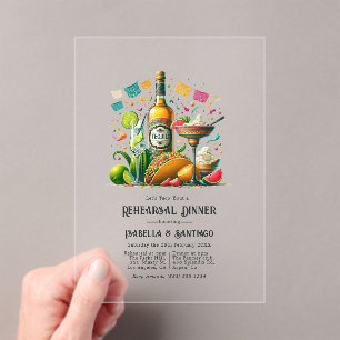 Mexican Fiesta Tequila Rehearsal Dinner Acrylic Invitations