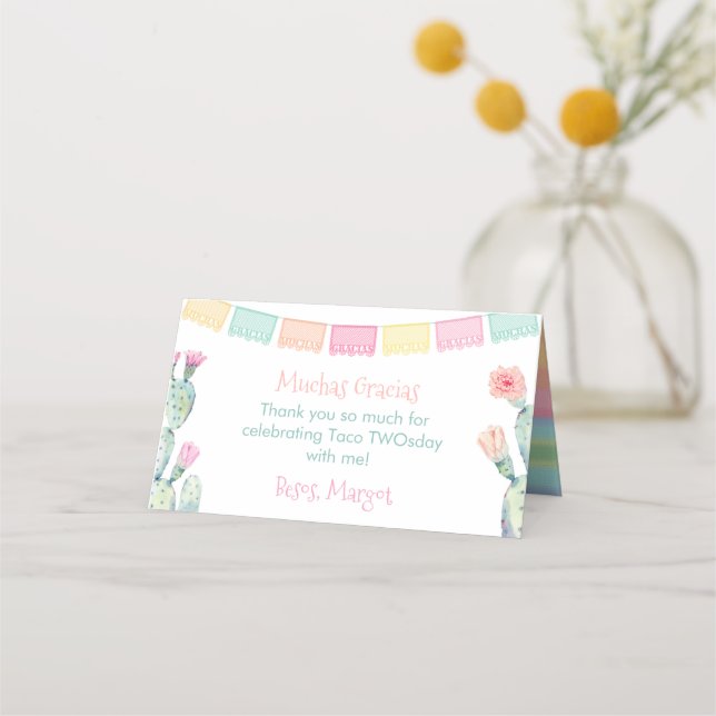 Mexican Fiesta Theme Favour Bag Toppers 3.5x2 Place Card (Front)