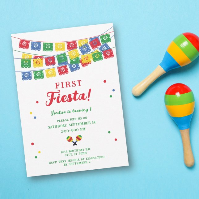Mexican Fiesta Theme First Birthday Invitation (Creator Uploaded)