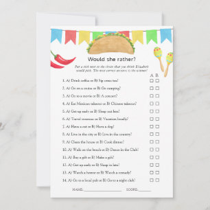 Mexican Fiesta "This or That" Bridal Shower Game Invitation