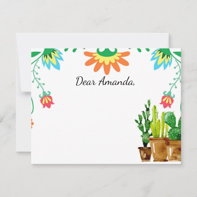 Mexican Fiesta Time Capsule Note Card Guestbook (Front)
