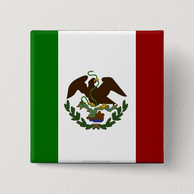 Mexican Flag 2 Inch Square Button (Front)