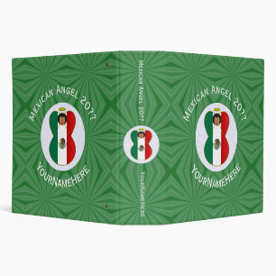 Mexican Flag Angel Year Name Green White Binder
