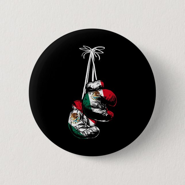 Mexican Flag Boxer Boxing Gloves Boxing  2 Inch Round Button (Front)