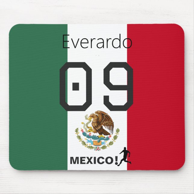 Mexican Flag Desktop Goal Kick Custom Name Mouse Pad (Front)