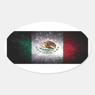 Mexican Flag Firework Oval Sticker