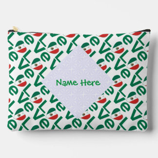Mexican Flag Heart Green LOVE Tiled Personalized  Accessory Pouch