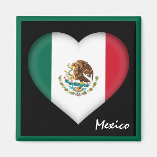 Mexican flag & Heart Mexico holiday travel /sports Magnet