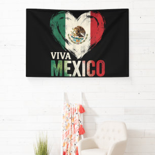 Mexican Flag Heart Viva Mexico Independence Day Banner