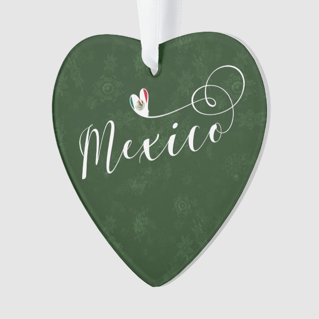 Mexican Flag In Heart, I Love Mexico Ornament (Front)