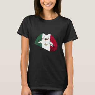 Mexican Flag Lips Mexican Roots Mexico Cinco De Ma T-Shirt