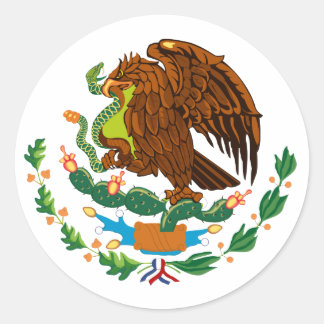 Mexican Flag / Mexican Coat of Arms Classic Round Sticker