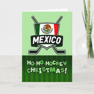 Mexican Flag Mexico Hockey Christmas Card