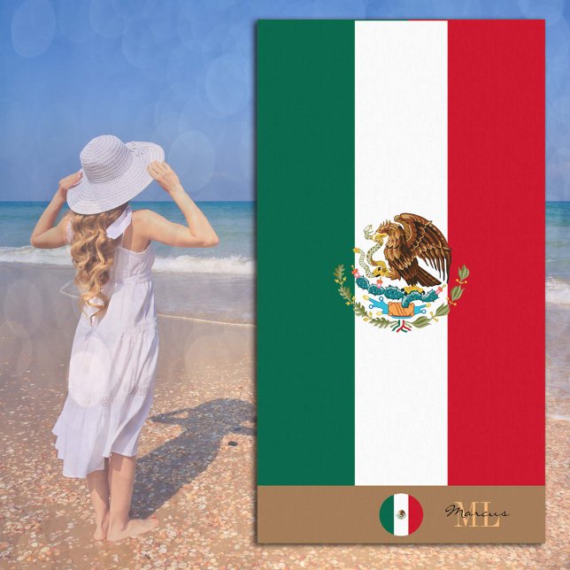 Mexican flag & Mexico monogrammed / beach towel (Creator Uploaded)