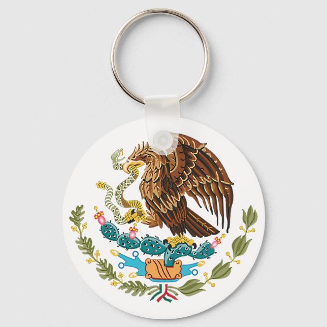 MEXICAN FLAG - MEXICO STYLE - COAT OF ARMS KEYCHAIN (Front)