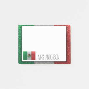 Mexican Flag of Mexico Glitter Teacher Classroom Post-it Notes