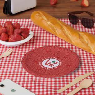 Mexican Flag Red Letter LOVE Personalized Paper Plate