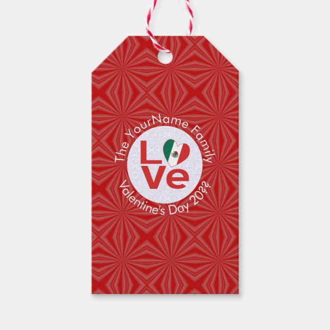 Mexican Flag Red LOVE Gift Tags (Front)