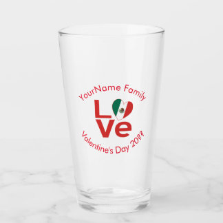 Mexican Flag Red LOVE Glass