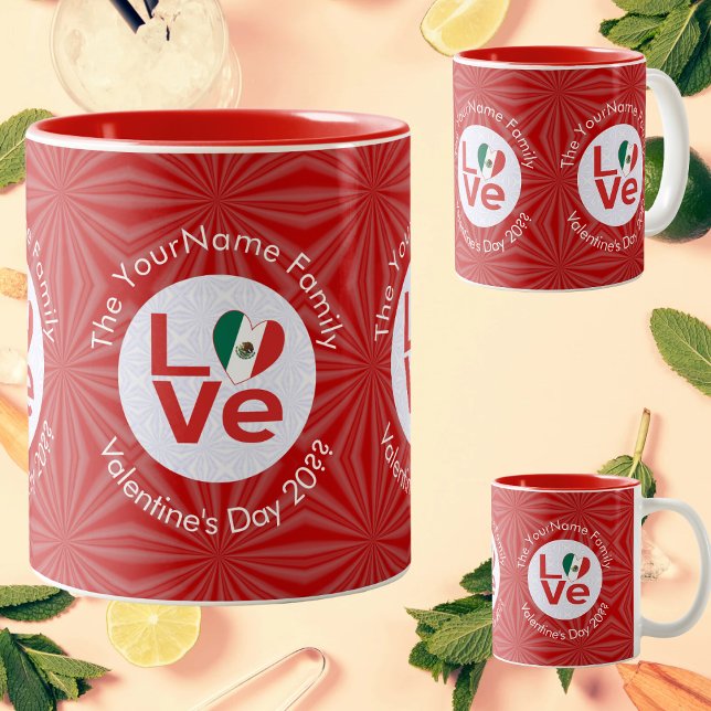 Mexican Flag Red LOVE Two-Tone Coffee Mug (Creator Uploaded)