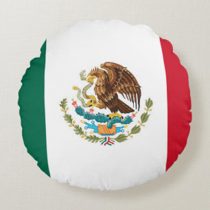 Mexican Flag Round Pillow