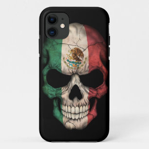 Mexican Flag Skull on Black iPhone 11 Case