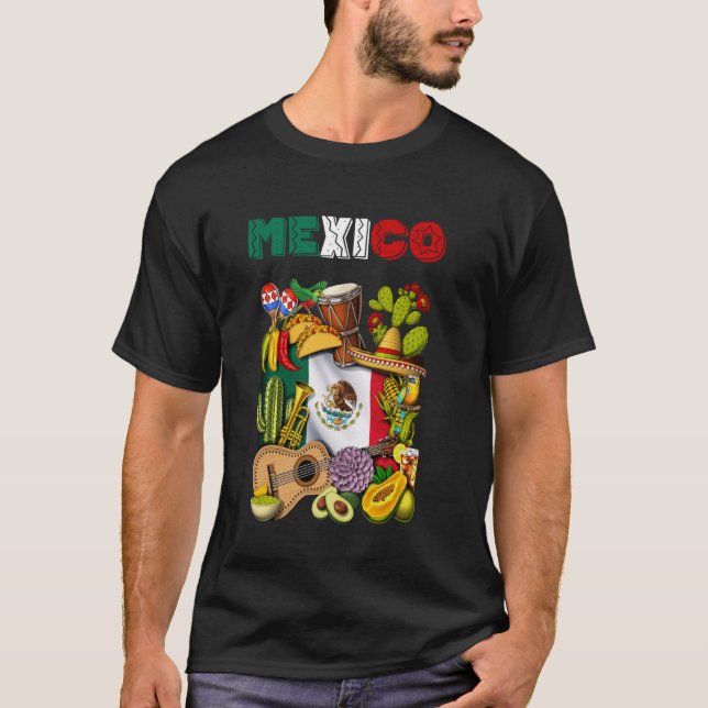 Mexican Flag Tacos Cactus Cinco de Mayo Fiesta Som T-Shirt (Front)
