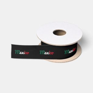 Mexican flag text sign satin ribbon